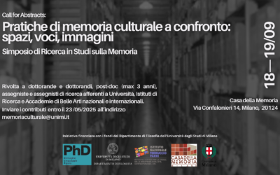 Call for Abstracts “Pratiche di memoria culturale a confronto: spazi, voci, immagini”