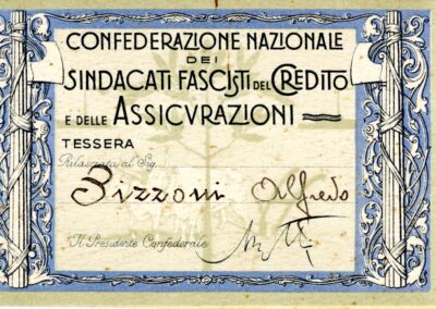 Tessera dei sindacati fascisti del credito e delle assicurazioni